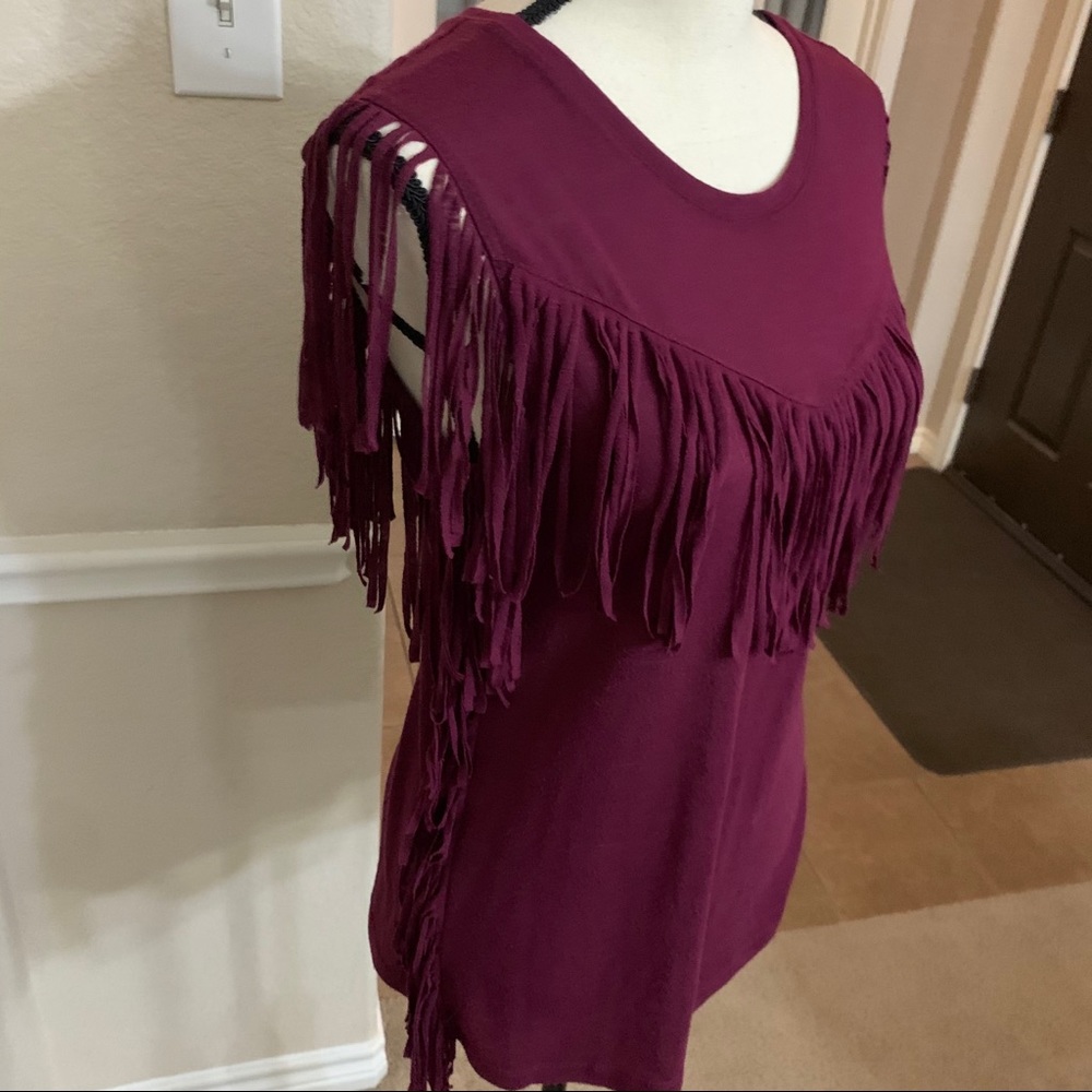 Xhilaration maroon fringe top Size XS - Picture 3 of 14